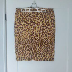 NORMA KAMALI Leopard Stretch Jersey Pencil Skirt Size Large